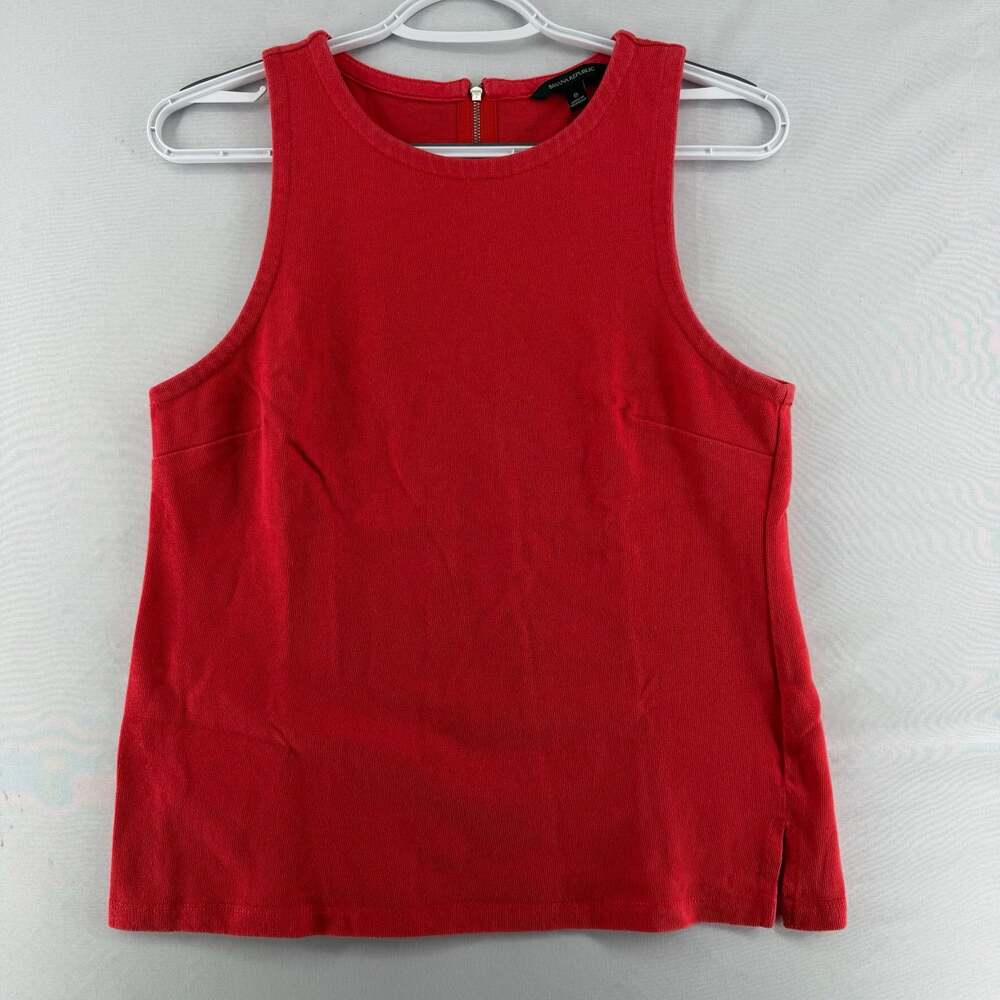 0361 Banana Republic Red Ribbed Tank Top with Back Zipper, Size 8